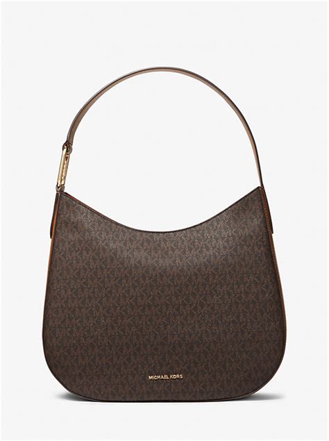 michael kors weston lg tz shldr|Kensington Large Signature Logo Hobo Shoulder Bag .